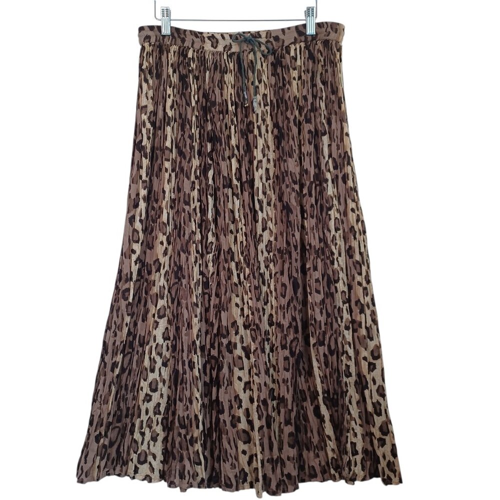 Revue Leopard Print Maxi Skirt Pull‎ On Cotton Womens Medium
